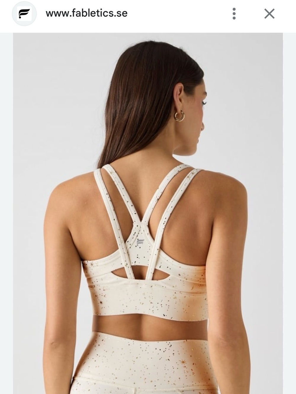 Fabletics Cream Speckled Double-Strap Sports Bra